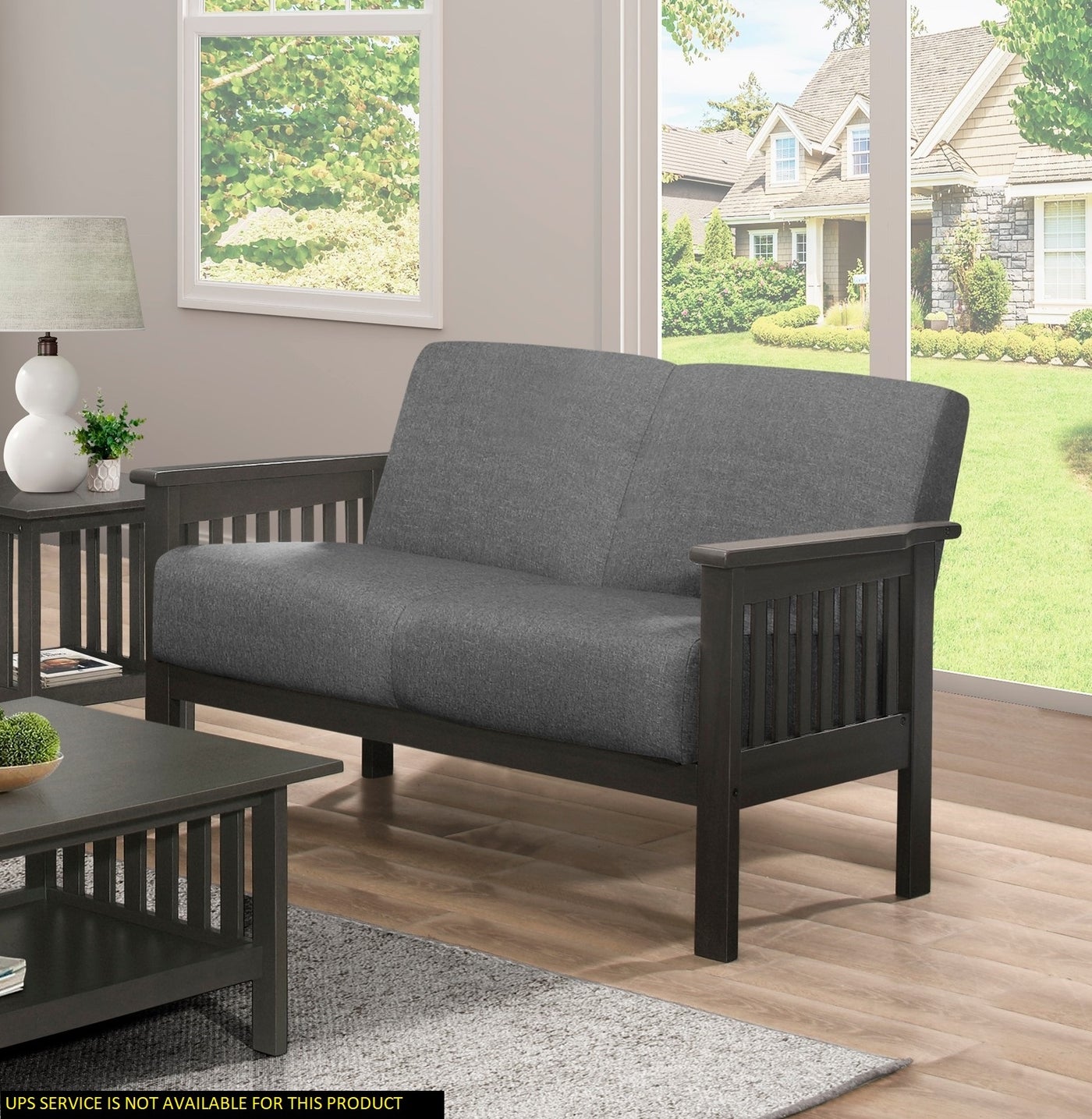 Gray Transitional Loveseat Rubberwood