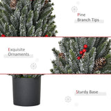 HOMCOM 18' Tall Unlit Miniature Snow-Flocked Tabletop Artificial Christmas Tree,
