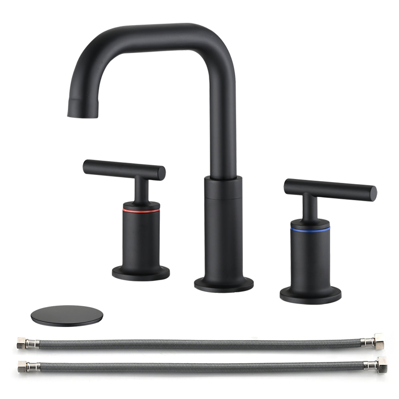 8" Widespread Double Handle Bathroom Faucet Matte Black