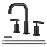 8" Widespread Double Handle Bathroom Faucet Matte Black