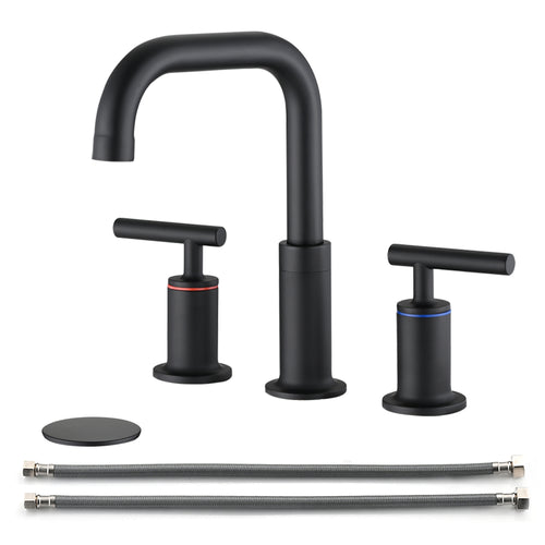 8" Widespread Double Handle Bathroom Faucet Matte Black
