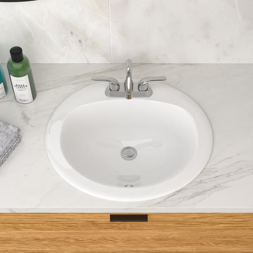 20.3 Inch Drop In Bathroom Sink White Porcelain 20.3x18 inch Ceramic Vitreous Ab