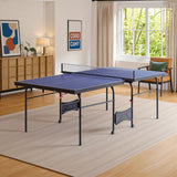 8 FT Foldable Portable Ping Pong Table with Quick-Clamp Net & Post Set, Indoor &