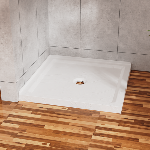 36x36 Slate White Shower Pan 3.3' Height Double Threshold Center Drain