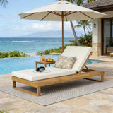 Outdoor Chaise Lounge Chair Acacia Wood Cream/Teak