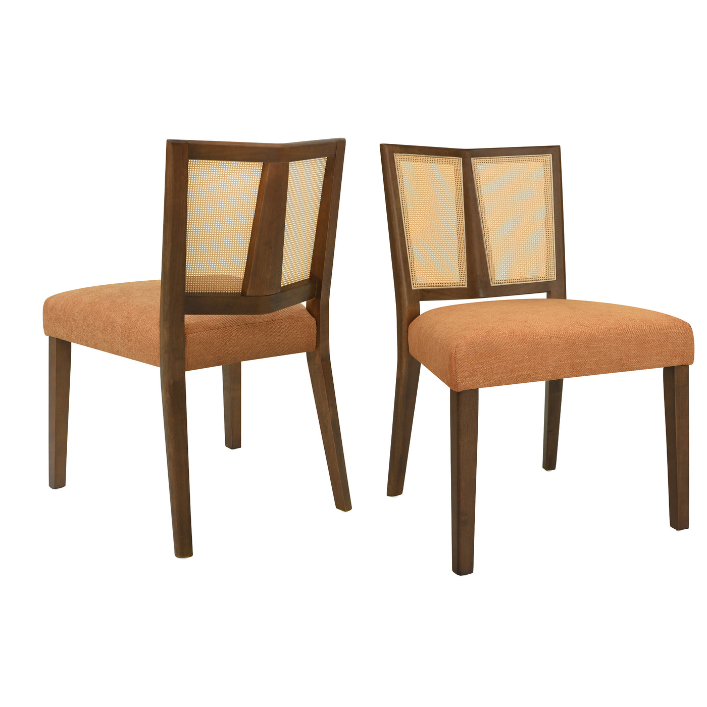 Mid-Century Rattan Dining Chair Set of 2