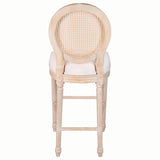 French Country 30" Bar Stools Set of 2 Beige Rattan Linen
