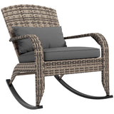 Outdoor Wicker Adirondack Rocking Chair with Cushion