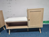 2-in-1 Shoe Storage Bench, PP Rattan Shoe Cabinet with 2 Adjustable Shelves