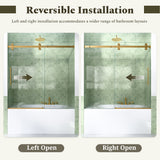 56-60"W x 60"H Frameless Sliding Tub Shower Door Enclosure