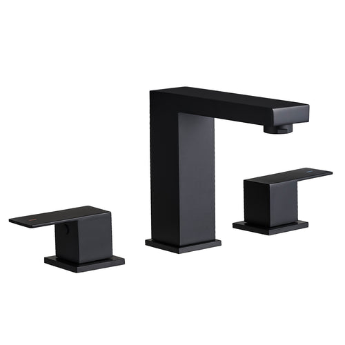 Matte Black 8" Widespread Bathroom Sink Faucet Double Lever