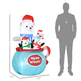 Outsunny 5ft Christmas Inflatables Outdoor Decorations Blessed Polar Bear and Pe