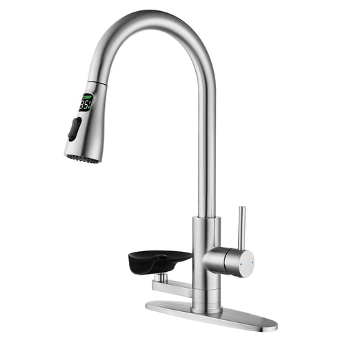 LED Kitchen Faucet Pull-Down Sprayer Brushed Nickel Stainless Steel
