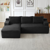 L-Shaped Black Sectional Sofa, Deep Seat, No Assembly