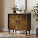 31.5' Antique Brown Mid-Century Modular Credenza Sideboard Buffet, Small Space C