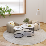 Round Wood Nesting Tables Set of 2 White