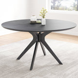 47.2" Round Dining Table Seats 4-6 Solid Wood Pedestal