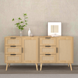 Modern Rattan Wood Dresser Wood Storage Cabinet Sideboard for Bedroom