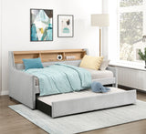 Daybed with Trundle Engineered Wood Sleeper Light Gray