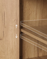 Mid - Century Style Storage Cabinet: 3 Drawers, Rattan Doors
