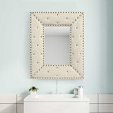 White Rectangle Wall Mirror, Rivet Decoration, 21x26