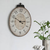 18" x 29" Oval Wall Clock Antique White Vintage Home Decor