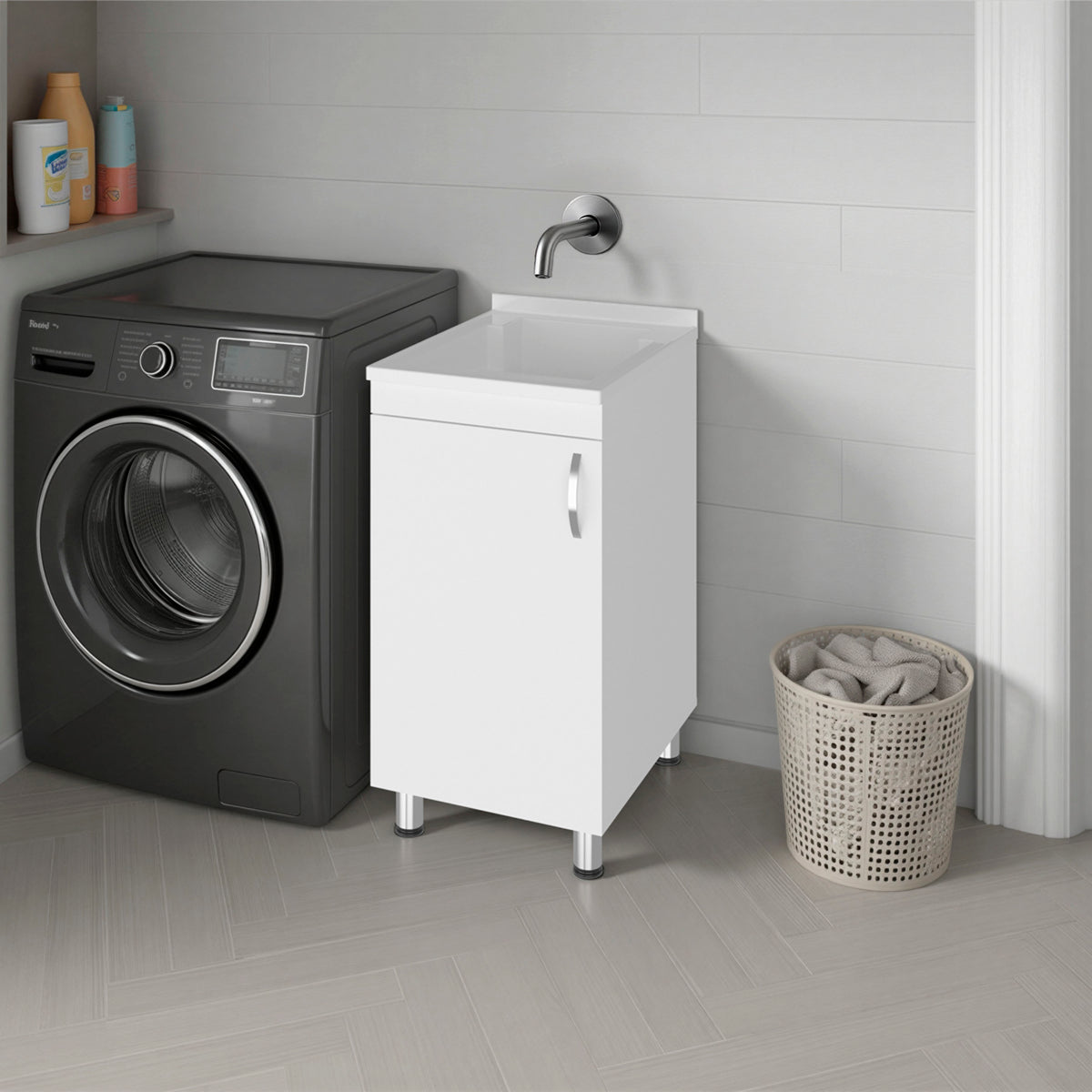 Darwin Freestanding Utility Tub and Sink Cabinet with One Door