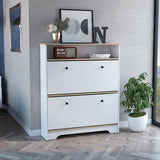 Shoe Rack - Light Oak & White - Two Extendable Shelves & Top