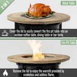30" Propane Gas Fire Pit Table, 50000 BTU Round Steel Fire Pit