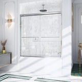 56"-60"W*60" H Semi-Frameless Double Sliding Shower Door, Bypass Shower Door