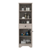 Linen Cabinet with Three Open Shelves, Drawer and Door