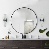 Wall Sconce Set of 2 - Faux Marble Resin, Black Iron Frame
