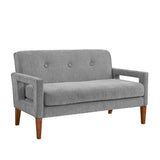 Gray Chenille Loveseat with Pocket Coils and Wood Legs