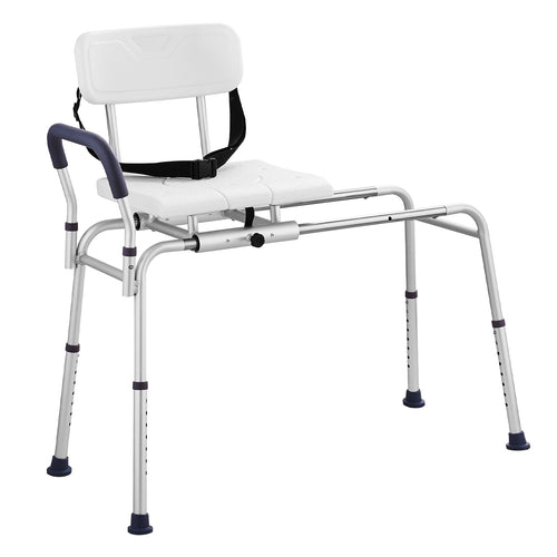 Transfer Bench Sliding Tub Shower Chair Aluminum 400 LB Reversible Backrest