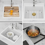 Quartz Bar Sink - 21" x 20" x 9-5/8" White granite composite Workstation