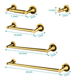Bathroom Hardware Set - 6 Piece - Brass - Wall Mount Towel Rack