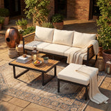 3 Piece Outdoor Patio Set Acacia Wood Steel