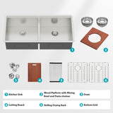 39-inch Built-in Kitchen Sink with Mixing Bowl Worktop