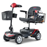 Mobility Scooter 4-Wheel Compact Metal Red 300 LB 10 Mile Rear Suspension