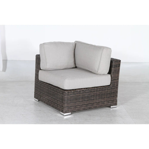 Outdoor Chair Corner Wedge HDPE Wicker Aluminum Brown 300 LB