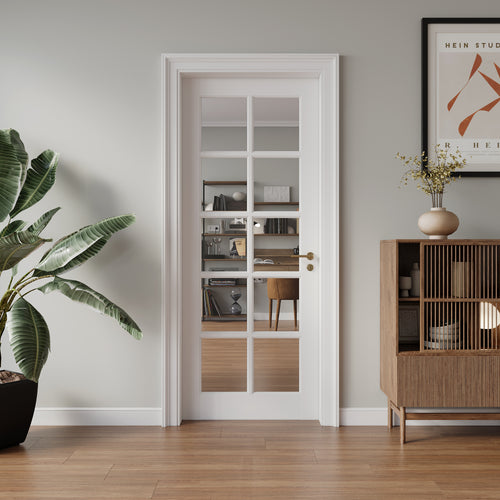 24" x 80" 10-Lite Clear Glass French Door Shaker Style
