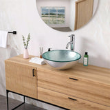 Artistic Tempered Glass Vessel Bathroom Sink Pop-up Drain