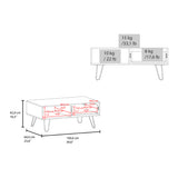 Coffee Table - Rectangular - Metal Legs - White and Natural Oak