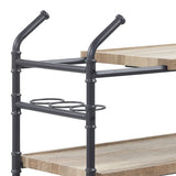 Serving Cart - 3-Tier - Oak and Sandy Black Finish - With Wheels