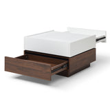 Square Engineered Wood Coffee Table with Storage White/Walnut