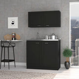 Zurich Black Cabinet with Two Shelves