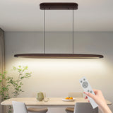 LED Pendant Light 39" - Dimmable with Remote - Walnut Wood