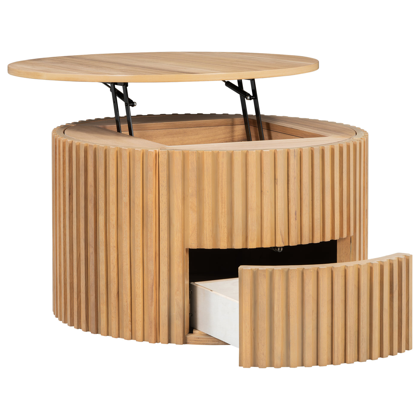 Round Lift Top Coffee Table with Hidden Storage