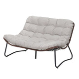 Outdoor Wicker Loveseat with Cushion and Steel Frame