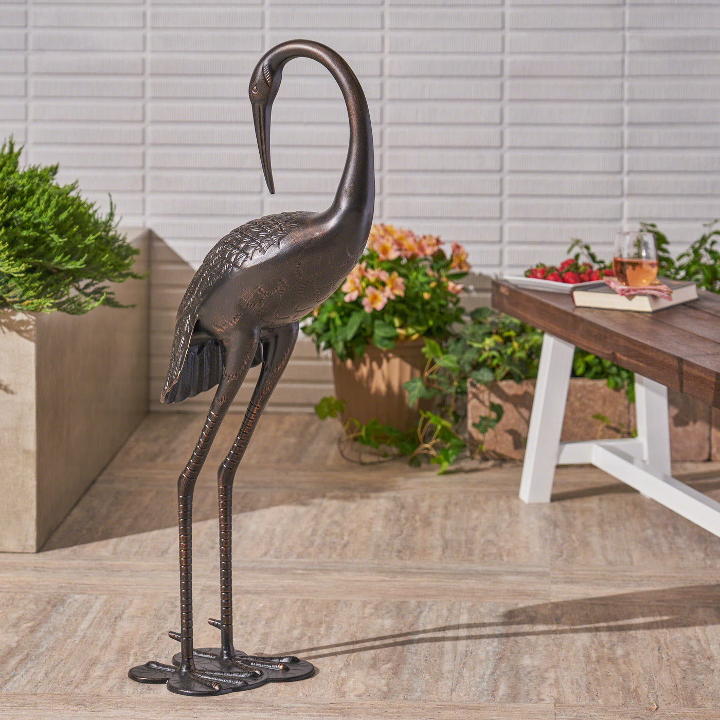 39 Inch Aluminum Outdoor Crane with Copper Finish